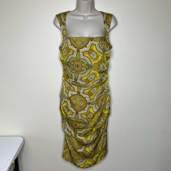 Vintage Y2K Nicole Miller Silk Dress Square Neck Sleeveless Ruching Women 10 - Picture 14 of 14